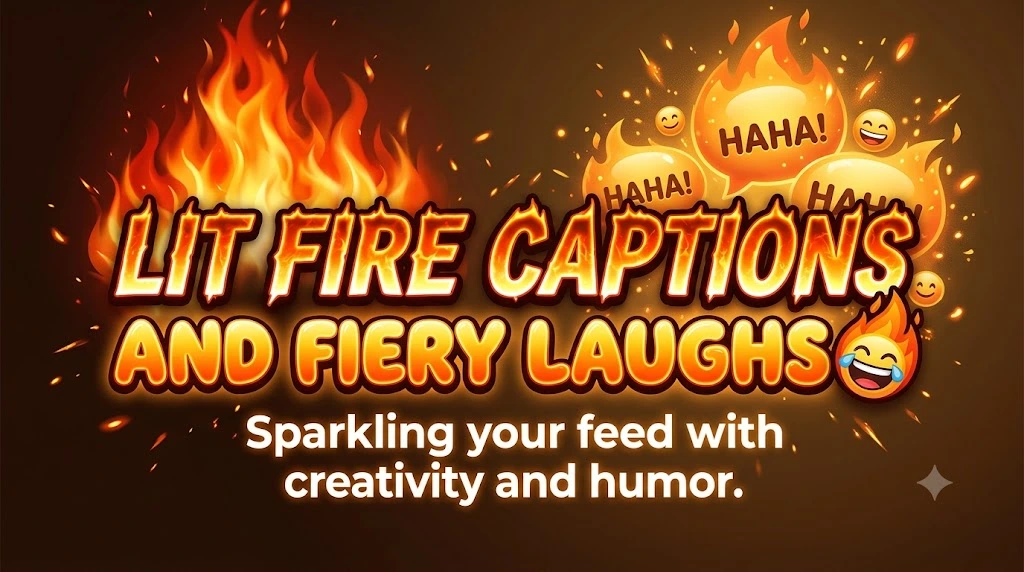 Lit Fire Captions and Fiery Laughs
